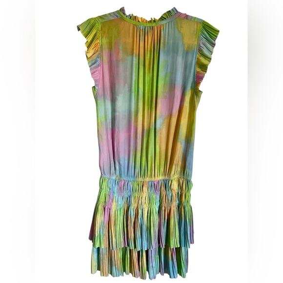 Anthropologie Current Air Zoey Rainbow Pastel Cotton Candy Pleated dress Small - Picture 7 of 7